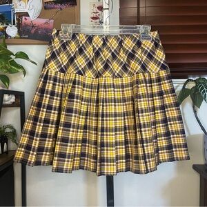 Plaid Yellow and Navy Women's Skirt